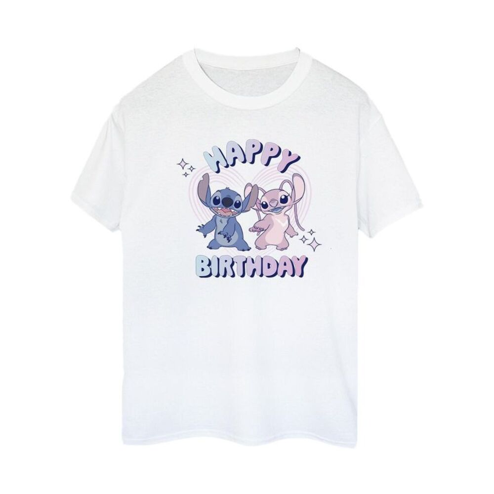 Lilo & Stitch Womens/Ladies Cotton Boyfriend Happy Birthday T-Shirt / White
